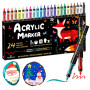 WINSONS Feutre Acrylique 24 Couleurs, Acrylic Marker, Non Toxiques, Séchage Rapide, Imperméables, Adaptés À De Multiples Surface
