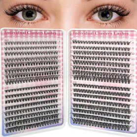 LUFFLOK 640pcs Kit Extension Cils Individuels, 30D+40D+50D+60D Faux Cils, Faux Cils Bouquet Volume Russian D Curl DIY Extensions
