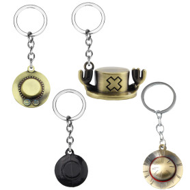 Porte Clef One Piece, 4PCS Porte Clé One Piece, Keychain One Piece, Porte Clé Manga, avec Chapeau de Paille Chopper, Accessoire 