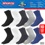 SOXCO Chaussettes Homme Sport 10 Paires Hautes, Lot de 10 Paires