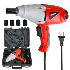 TEENO Visseuse Clé à chocs 1010 W, 450N.m,Longueur Câble : 200 cm, Livré en coffret avec 4 douilles (17, 19, 21 et 22 mm)