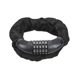 Amazon Basics Serrure à combinaison Anti-vol de vélo avec chaîne et cadenas à 5 chiffres, 97,2 cm, Lot de 1, Noir