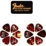 Fender »FINE ELECTRIC PICK TIN« Médiators dans boîte de collection - 12 Pièces - Celluloid - Forme 351-3 Épaisseurs - Couleur To