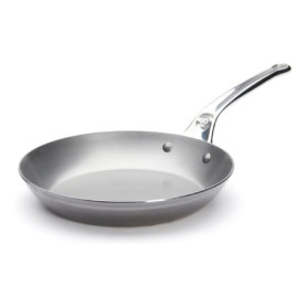 De Buyer - Poêle ronde en tôle d'acier MINERAL B Pro - 24 cm - Fabriquée en France, Sans PFAS, Anti Adhérence Naturelle, Queue E
