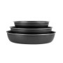 Sitram 712763 Batterie 10 pcs alu noir : 3 poêles Ø20/24/28cm, 2 casseroles Ø16/20cm, 2 ustensiles nylon, 1 couv. verre Ø24cm, 2