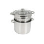 Crealys 504626, Cuit-pâtes Olympe 8 litres Inox, diam. 24 cm - couvercle en verre et panier à pâtes / légumes - tous feux dont i
