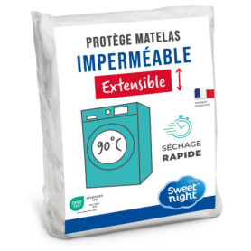 SWEET NIGHT - Protège Matelas 90x190 cm | Alèse Imperméable et Micro Respirante | Souple et Silencieux | Lavable à 90°C