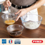 Pyrex - Lot de 3 bols en verre résistants avec couvercle - 0,5L - 1L - 2L - Couvercles hermétiques - Made in France