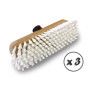 Balai brosse lave-pont 22 cm en PPL blanc | Lot de 3 | Monture bois | Pour laver, récurer les ponts, les carrelages et les sols 