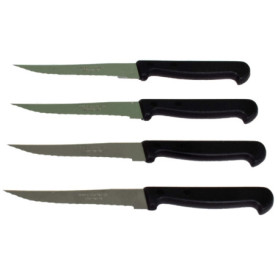 Lot De 4 Couteaux À Steak Fabriqué En France - Set De Couteaux Noir Pour Cuisine, Table, Coupe Tranchante Pour Viande, Couteaux 