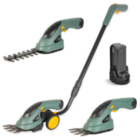 Coupe Bordure + Taille Haie Electrique sans Fil FISHTEC - Cisaille à Gazon 2 Types de Lames : Taille Herbe + Sculpte Haie - Batt