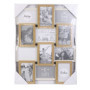 HOME DECO FACTORY - HD4218 - Cadre Photo Multiple Pele-Mele 12 Vues Bois et Blanc, Souvenir, Décoration Maison, 44 x 3 x 58 cm, 