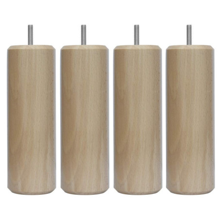 MARGOT 3700527815763 Caméléon Cylindre Lot de 4 Pieds de lit Bois Vernis naturel Hauteur 20 cm, Natural Wood