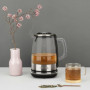H.Koenig Théière Bouilloire Instant T électrique en Verre 1.5L TI600 avec Infuseur filtre à Thé Inox 2200W Compacte, Ebullition 