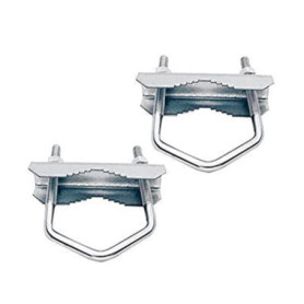 HD-Line Bride-110mm Bride d'Etrier avec Mâchoire pour Fixation de Parabole et d'Antenne sur Mât, Gris, Set de 2 Pièces