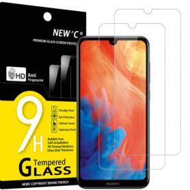 NEW'C Lot de 2, Verre Trempé pour Huawei Y7 2019, Y7 Pro 2019, Y7 Prime 2019, Film en Protection écran efficace contre les Rayur