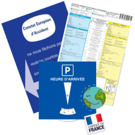 Kit Jeune Conducteur Voiture INDISPENSABLE ✯Fabrication FRANÇAISE✯ Accessoire Voiture Interieur Disque Zone bleue + Constat Amia