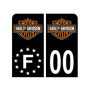 Pack Moto Autocollant Stickers Plaque d'immatriculation Premium Harley Davidson Noir - Numéro Personnalisé