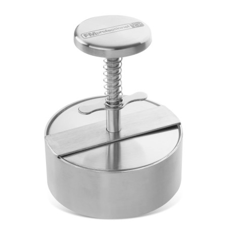 Fm Professional 22205 Presse burger, presse viande pour burger, presse à hamburger, Acier inoxydable, Argenté, 14 x 11 x 11 cm