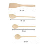 Fackelmann 31125 Set de 4 ustensiles de cuisine en bois, Lot de spatules et cuillères de cuisine en bois, Bois certifié FSC, 20c
