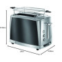 Russell Hobbs Grille Pain [Pour 2 Tranches] Luna Gris Inox (2 Fentes extra larges, 6 Niveaux de Brunissage rapide, Surélévation 
