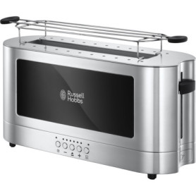 Russell Hobbs Grille Pain [Fente longue 2 Toasts/ 1 Tranche baguette] Elegance Acier chromé (Fente large, 6 Niveaux de Brunissag