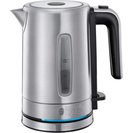 Russell Hobbs Bouilloire Electrique Inox [Compacte & Design] Compact Home (0,8L, 2200 W, Ecoulement parfait, Eclairage LED, Filt