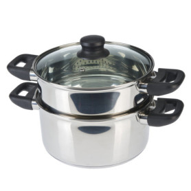 Axentia 220690 Cuiseur Vapeur à 2 Niveaux Métal Argent 20 cm, 6 L