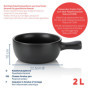 Kela 66575 Basel Caquelon à fondue à fromage Céramique Noir 31 x 22 x 9 cm 2 L