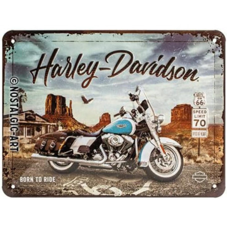 Nostalgic-Art Plaque Vintage, Harley-Davidson – Route 66 Road King – Idée de Cadeau pour Fans de Moto, en métal, Déco Design Ret