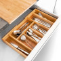 Relaxdays Plateau à couverts extensible HBT 5 x 48,5 x 28 cm, insert à couverts en bambou avec 5 à 7 compartiments comme organis