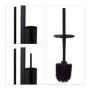 relaxdays Brosse WC et dérouleur Papier, Design Moderne, avec Support pour Portable, HLP 73 x 25 x 20 cm, Noir, Acier, 1 élément