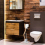 relaxdays Brosse WC et dérouleur Papier, Ensemble Autonome, Bois et Acier, HLP 75 x 18,5 x 18,5 cm, Blanc/Nature, Plaque de Fibr