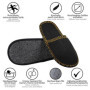 ONVAYA® ABS Pantoufles d'invités | Home noir et or | Set de 6 | Semelle antidérapante | Chaussons | Pantoufles en feutre | Taill