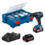 Bosch Professional 18V System perceuse-visseuse à percussion sans-fil GSB 18V-55 (couple maxi 55 Nm, tr/min, 2 batteries 4,0 Ah,
