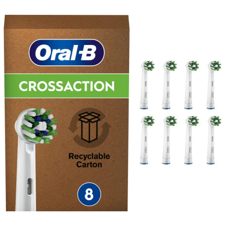 Oral-B Cross Action Clean Maximiser, Brossettes de rechange, Embout, Pack de 8 pour Brosse à Dents Électrique Format Spécial Boî