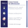 Oral-B Pro 3 3000 Brosse À Dents Électrique Rechargeable Avec 1 Manche Capteur De Pression Et 1 Brossette , Noir, Élimine Jusqu’