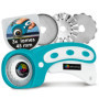 OfficeTree Cutter Rotatif Couture 45mm - 3 Lames Coupe Droite, Vague et Perforée - Découpez du Tissu et du Papier - Cutter Coutu