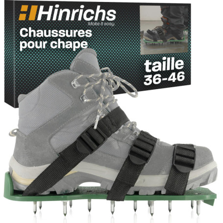 Hinrichs Chape Chaussures - Aerateur Pelouse - 2x Chaussure a Clou Ragreage avec Semelles et Pointes de 25 mm - Chaussure Gazon 