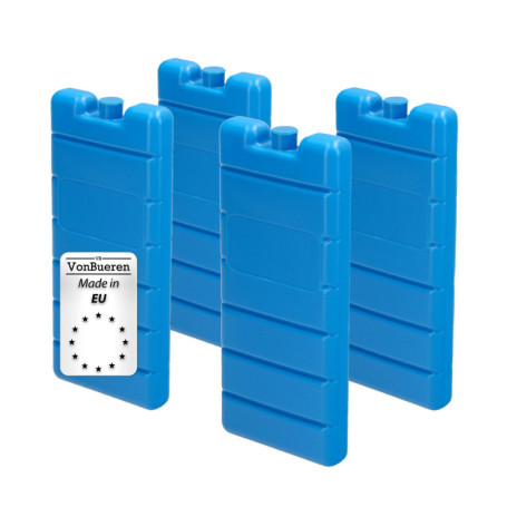 VonBueren Pain de Glace pour Sac Isotherme | Lot de 4 | jusqu'à 12 Heures de Temps de Refroidissement | 7.5 x 16.5 x 2 cm | Plas
