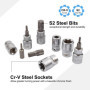 CCLIFE 34 Pièces Coffret douilles torx femelle 3/8" profil E4-E20, Embout torx étoilé profil T10-T60 en Acier S2, Adaptateur 3/8
