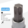 CCLIFE 34 Pièces Coffret douilles torx femelle 3/8" profil E4-E20, Embout torx étoilé profil T10-T60 en Acier S2, Adaptateur 3/8