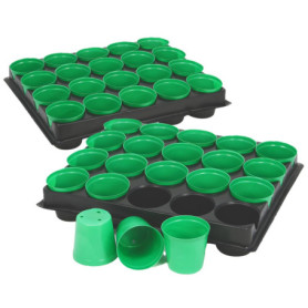 com-four® 40x Pots de Culture avec Plateaux pour Plantes - Jardinière - Plateau à graines pour Plantes en Croissance - Kit de Cu