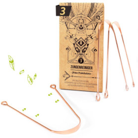 Nature Nerds - Cure-langues en cuivre (3 pièces) - Jihwa Prakshalana - Un rituel de désintoxication ayurvédique avec le gratte-l