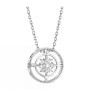 SOFIA MILANI - Collier pour Femme en Argent 925 - avec Pierre de Zircon - avec Pendentif en Forme de Boussole et Carte du Monde 