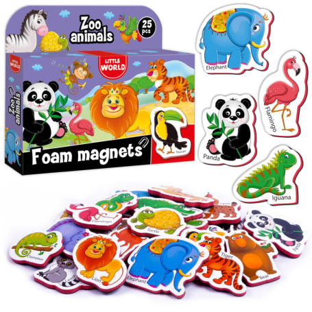 Little World 27 Magnet Frigo - Aimant Educatif - Aimant pour Tableau Enfant - Animaux Magnetique