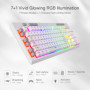 Redragon K512 Shiva Clavier de jeu américain à membrane blanche, éclairage RVB, touches G programmables, commandes multimédias, 