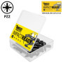 21 x SabreCut SCPA25_21 25 mm PZ2 Jeu d'embouts de tournevis à percussion PoziDriv POZI No.2 Heavy Duty avec porte-embout et boî