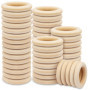 Belle Vous Lot de 50 Anneaux en Bois Naturel - Diamètre Extérieur 70 mm et Intérieur 50 mm - Anneau Bois Naturel Non Traité pour