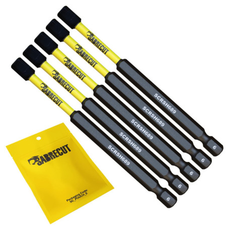 5 x SabreCut SCRH689_5 89 mm H6 Hex Magnétique Impact Tournevis Embouts Set Single End Heavy Duty Compatible avec Dewalt Milwauk